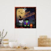 Halloween Niedlich Spooky Skelettkatzenmonster Poster (Küche)