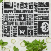 Halloween Niedlich Spooky Whimsical Black Pattern Geschirrtuch (Gefaltet)