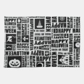 Halloween Niedlich Spooky Whimsical Black Pattern Geschirrtuch (Horizontal)