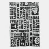 Halloween Niedlich Spooky Whimsical Black Pattern Geschirrtuch (Vertikal)