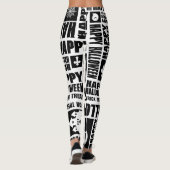 Halloween Niedlich Spooky Whimsical Black Pattern Leggings (Rückseite)