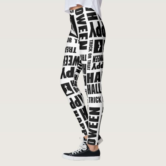 Halloween Niedlich Spooky Whimsical Black Pattern Leggings (Links)