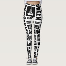 Halloween Niedlich Spooky Whimsical Black Pattern Leggings