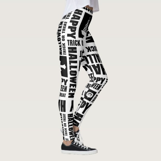 Halloween Niedlich Spooky Whimsical Black Pattern Leggings (Rechts)