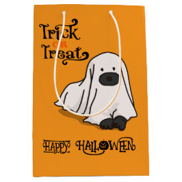 Halloween Niedlich Spooky Whimsical Ghost Dog Oran Mittlere Geschenktüte