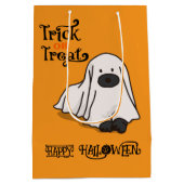 Halloween Niedlich Spooky Whimsical Ghost Dog Oran Mittlere Geschenktüte (Rückseite)