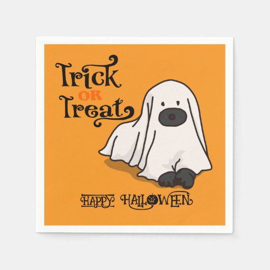 Halloween Niedlich Spooky Whimsical Ghost Dog Oran Serviette (Vorderseite)