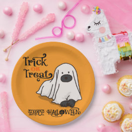 Halloween Niedlich Spooky Whimsical Ghost Dog Pappteller