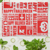 Halloween Niedlich Spooky Whimsical Red Pattern Geschirrtuch (Gefaltet)