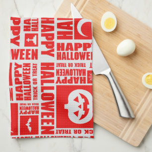Halloween Niedlich Spooky Whimsical Red Pattern Geschirrtuch