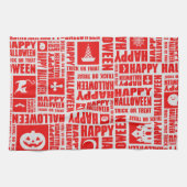 Halloween Niedlich Spooky Whimsical Red Pattern Geschirrtuch (Horizontal)