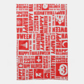Halloween Niedlich Spooky Whimsical Red Pattern Geschirrtuch (Vertikal)