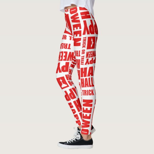 Halloween Niedlich Spooky Whimsical Red Pattern Leggings (Links)