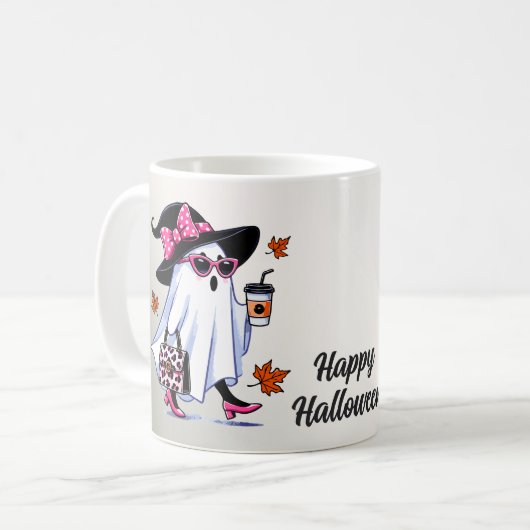 Halloween Niedlich Stylish Hexenghost-Sonnenbrille Kaffeetasse (Vorderseite Links)