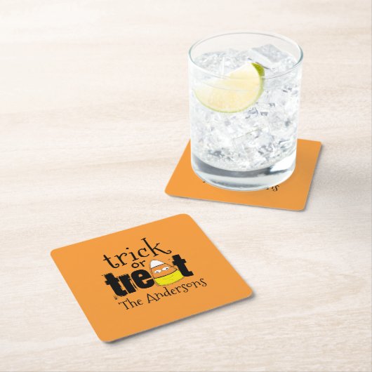 Halloween Niedlich Trick oder Treat Funny Candy Co Rechteckiger Pappuntersetzer (Vor Ort)