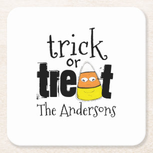 Halloween Niedlich Trick oder Treat Funny Candy Co Rechteckiger Pappuntersetzer