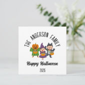 Halloween Niedlich Trick oder Treat Personalisiert Feiertagskarte (Stehend Vorderseite)