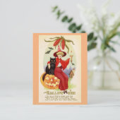 Halloween Niedlich Vintag Hexenkatze Liebe Gedicht Postkarte (Stehend Vorderseite)