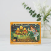 Halloween Niedlich Vintag Viktorianischer Kürbis Postkarte (Stehend Vorderseite)