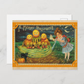Halloween Niedlich Vintag Viktorianischer Kürbis Postkarte (Vorne/Hinten)