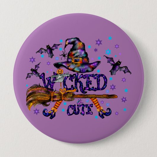 Halloween Niedlich Wicked Witz Button (Vorderseite)