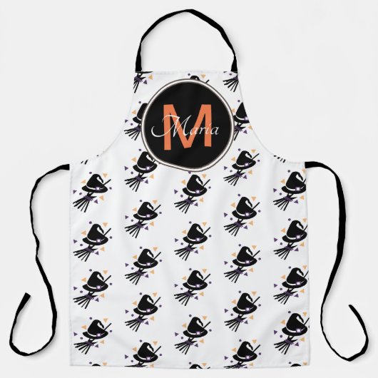 Halloween Niedlich Witz Orange Black Monogram Schürze (Vorderseite)