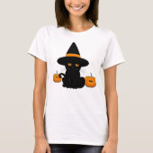 Halloween Niedliche Cartoon-Freunde, Black Baby Ca T-Shirt (Vorderseite)