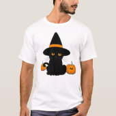 Halloween Niedliche Cartoon-Freunde, Black Baby Ca T-Shirt (Vorderseite)