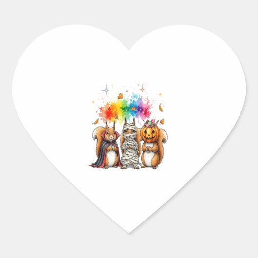 Halloween Niedliche Eichhörnchen Kostüm Herz-Aufkleber (Vorderseite)