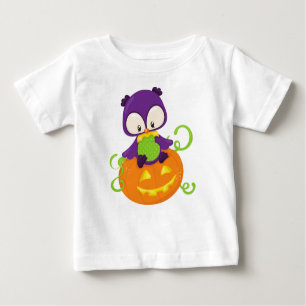 Halloween, Niedliche Eule, Lila Eule, Kürbis Baby T-shirt