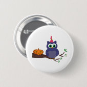 Halloween-Niedliche Eule und ein Kürbis Button (Vorne & Hinten)