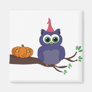 Halloween-Niedliche Eule und ein Kürbis Magnet
