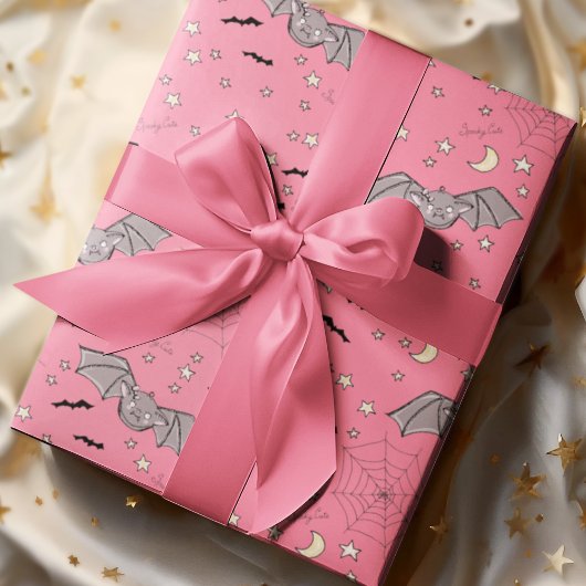 Halloween Niedliche Fledermäuse in Rosa Geschenkpapier