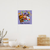 Halloween Niedliche Funny Whimsical Witch Girl Lil Poster (Küche)
