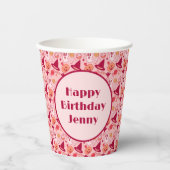 Halloween-Niedliche Geburtstag Name Rosa Pastell h Pappbecher (Vorderseite)