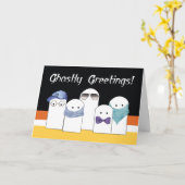 Halloween Niedliche Geister in Kostüm Karte (Gelbe Blume)