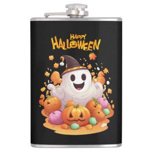 Halloween: Niedliche Geister und Pumpkin-Familie Flachmann