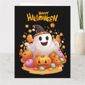 Halloween: Niedliche Geister und Pumpkin-Familie Karte (Rückseite)