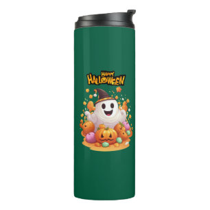 Halloween: Niedliche Geister und Pumpkin-Familie Thermosbecher
