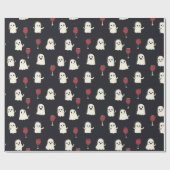 Halloween Niedliche Geister und Weingläser Geschenkpapier (Flach)