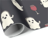 Halloween Niedliche Geister und Weingläser Geschenkpapier (Rolleneckpunkt)