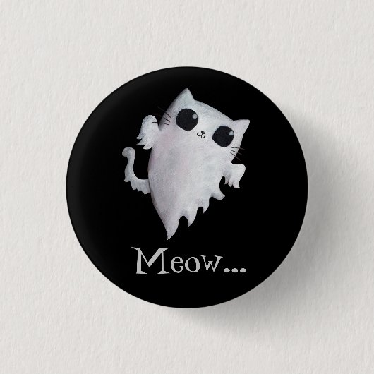 Halloween-niedliche Geisterkatze Button (Vorderseite)