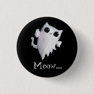 Halloween-niedliche Geisterkatze Button