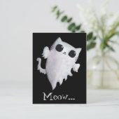 Halloween-niedliche Geisterkatze Postkarte (Stehend Vorderseite)