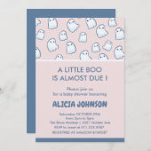 Halloween-niedliche Geisterrosa-Babydusche Einladung (Vorne/Hinten)