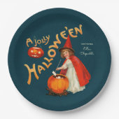 Halloween Niedliche Hexe CC1243 Clapsaddle Pappteller (Vorderseite)