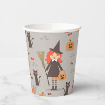 Halloween Niedliche Hexe, Kürbis, Schwarze Katze