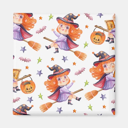 Halloween niedliche Hexe Magnet (Vorne)