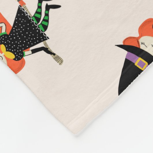 Halloween Niedliche Hexe mit Broom Beige Fleecedecke (Ecke)
