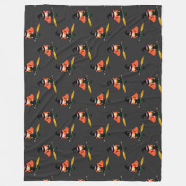 Halloween Niedliche Hexe mit Raumkohle Fleecedecke